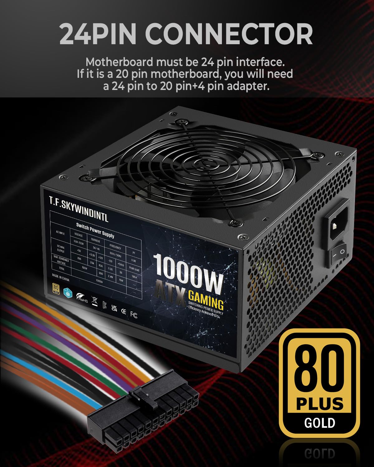 Amazon | 1000W 電源 ゲーミング PSU 80 プラス ゴールド スタンダード